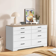 VINGLI 8 Drawer Double Dresser Modern Chest of Drawers Large Storage Cabinet White