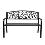 VINGLI 50in Outdoor Patio Bench Metal Bench Black
