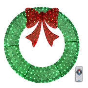 VINGLI 48/60 Inch Pre-lit Large Christmas Wreath with LED Multi-Color Lights for Outdoor Christmas Door Decorations Wreath White/Gold/Green