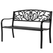 VINGLI 50 Inch Patio Metal Bench Black