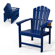VINGLI Folding Adirondack Chair with Cup Holder Plastic All-Weather Outdoor Chairs