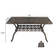 VINGLI Cast Aluminum Patio Bistro Dining Table with Umbrella Hole