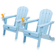 VINGLI HDPE Material Plastic Folding Adirondack Chairs Waterproof for Outdoor Blue/White/Teak