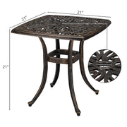 VINGLI Cast Aluminum Patio Bistro Dining Table with Umbrella Hole