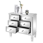 VINGLI Silver Mirrored Dresser with 6-Drawer