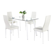 VINGLI 5 Pieces Dining Table Set PU Leather Metal Frame Chairs Black/White