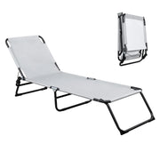VINGLI Adjustable 4 Position Folding Chaise Lounge Patio Recliner Black/Grey