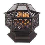 VINGLI 22" Wood Portable Burning Fire Pit Hex Shaped