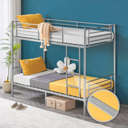 VINGLI Metal Bunk Bed Twin Over Twin Sturdy Frame with Safety Guard Rail & Removable Ladder