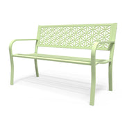 VINGLI 50 Inch Outdoor Bench Metal with Floral Back