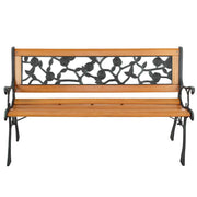 VINGLI 49.5 Inch Outdoor Garden Bench Deck Hardwood Cast Iron Love Seat