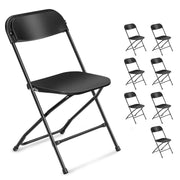 VINGLI Portable Plastic Folding Chair 350lb Stackable Seat with Steel Frame Black/White