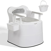 VINGLI Portable Toilet with Back & Handrail & Inner Bucket