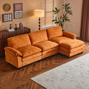 VINGLI SS101 120" L-Shaped Sectional Sofa Couch with Ottoman for Deep Seating