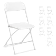 VINGLI Portable Plastic Folding Chair 350lb Stackable Seat with Steel Frame Black/White