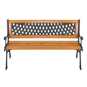 VINGLI 49.5 Inch Outdoor Garden Bench Deck Hardwood Cast Iron Love Seat