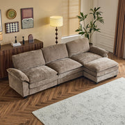 VINGLI SS101 120" L-Shaped Sectional Sofa Couch with Ottoman for Deep Seating