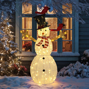 VINGLI Christmas Snowman Outdoor Decorations Pre-lit LED Lights Snowman with Broom/Birds