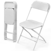 VINGLI Portable Plastic Folding Chair 350lb Stackable Seat with Steel Frame Black/White