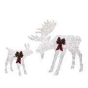 VINGLI 1/2/3 Piece Lighted Christmas Reindeer Family Set Outdoor Yard Decoration White/Gold/Brown