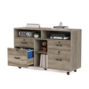 VINGLI 4 Drawer File Cabinet Wood Mobile Lockable Rolling File Cabinet with Shelves Black/White/Brown/Greige/Walnut