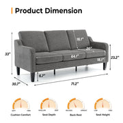 VINGLI 71" Small 3 Seat Couch Sofa