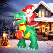 VINGLI 6ft Tall Christmas Santa Dinosauvr Inflatable for Indoor Outdoor Garden Decor