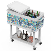 VINGLI 80 QT Rolling Ice Chest Cooler Car Outdoor Patio Wagon Cooling Bins