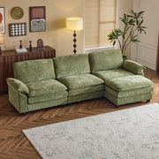 VINGLI SS101 120" L-Shaped Sectional Sofa Couch with Ottoman for Deep Seating