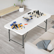 VINGLI Plastic Folding Table Portable Rectangular Table with Carrying Handle