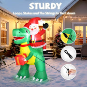 VINGLI 6ft Tall Christmas Santa Dinosauvr Inflatable for Indoor Outdoor Garden Decor