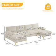 VINGLI SS105 110" Comfortable Chenille U-Shaped Sectional Sofa Couch