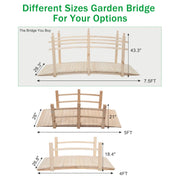 VINGLI Wooden Garden Bridge Arch Finished Footbridge With Side Rails