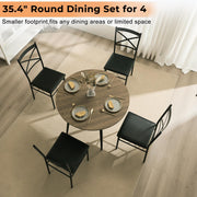 VINGLI 5-Piece Round Table and Chair Set Modern Dining Table and Chairs Set