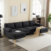 VINGLI 110" Linen Fabric U Shaped Sectional Couch Sofa