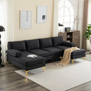 VINGLI SS104 110" Linen U-Shaped Sectional Couch Sofa for Living Room