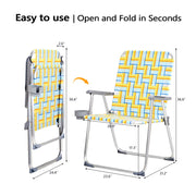 VINGLI Patio Lawn Webbed Folding Chairs Set with Cup Holder