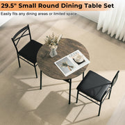 VINGLI 29.5" Small Dining Table Set 3 Piece Round Dining Set