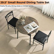 VINGLI 29.5" Small Dining Table Set 3 Piece Round Dining Set