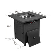 VINGLI Propane Fire Pit Table with Glass Wind Guard