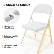 VINGLI 350 lbs PU Leather Folding Chair with Padded Seats & Back