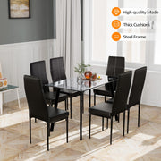 VINGLI 7 Pieces Glass Dining Table Set Kitchen Dinner Table Room Table Set