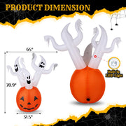 VINGLI Inflatable Halloween Pumpkin Decorations with LED Lights