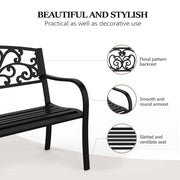 VINGLI 50 Inch Patio Metal Bench Black