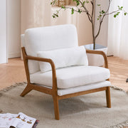 VINGLI Modern Accent Chair with Rubber Wood Frame and Lumbar Pillow