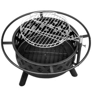 VINGLI 30in Fire Pit 2 in 1 Outdoor Wood Burning Fire Pit with Cooking Grill Round Metal Firepit Table