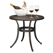 VINGLI Cast Aluminum Patio Bistro Dining Table with Umbrella Hole