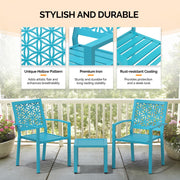 VINGLI 3-Piece Outdoor Bistro Set Stackable Modern Metal Steel Table and Chairs