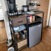 VINGLI Bakers Rack 4-Tiers Microwave Stand with Wine Rack