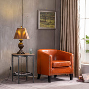 VINGLI Accent Barrel Chair Faux Leather Chair Modern Tub Club Chair